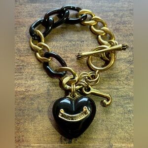 Rare Juicy Couture Tortoise Shell Puffy Heart Banner Bracelet, Hard to Find, Y2K